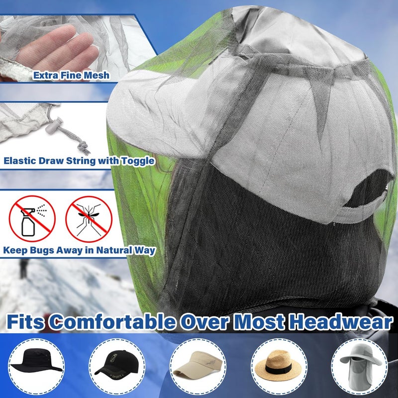 Benvo Mosquito Head Net Mesh One Piece Face Neck Fly Netting Cover from Bugs Gnats Noseeums Hat-Compatible Insect Shield for Fishing, Camping, Gardening (2pcs, Grey, Upgraded Big Net) - Image 3